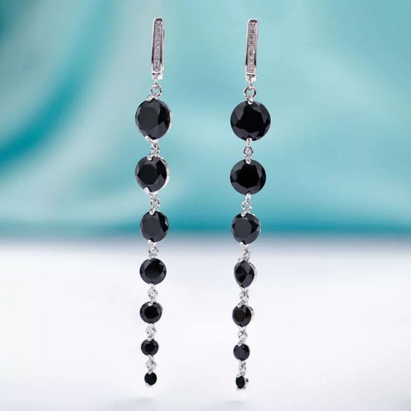 Zirconia CZ Beads Dangle Earrings - Picture 3 of 8